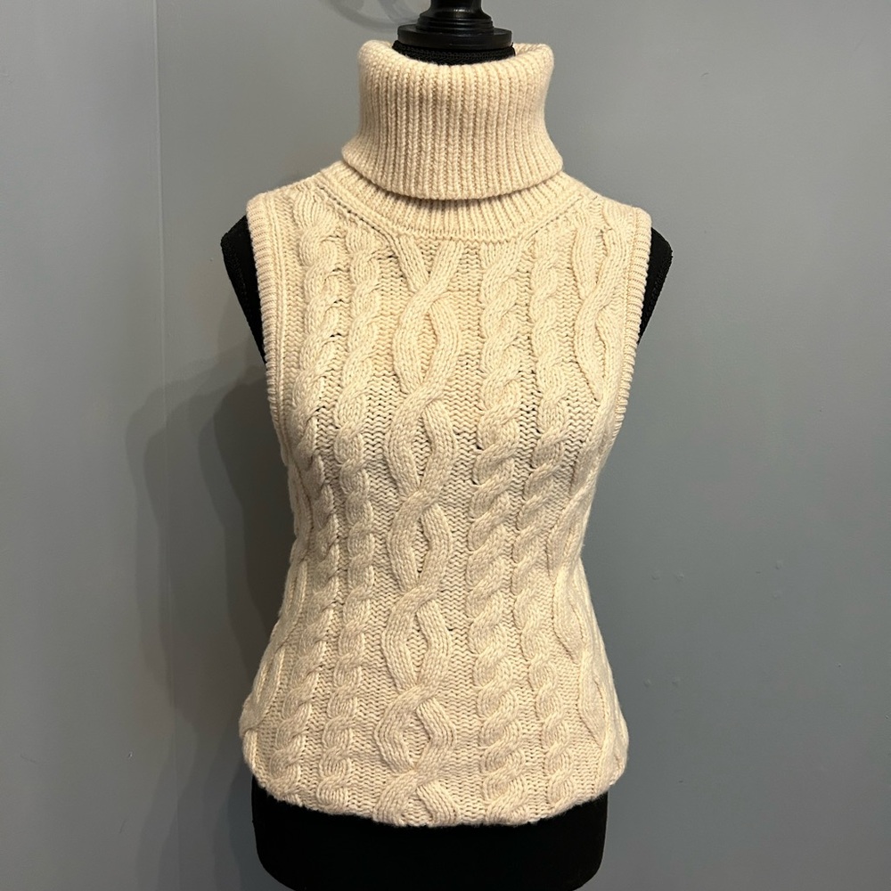 TELFAR Cream Halter Turtleneck Sweater, size S